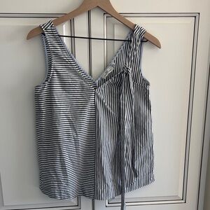 Vineyard Vines Nautical Striped Oversized Tie Tank Top Gray White Womens Size XS